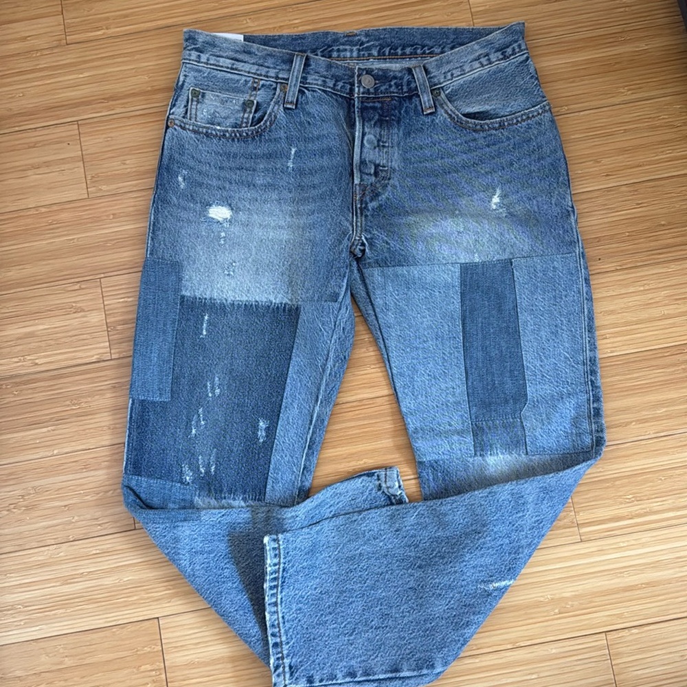 One of a kind patchwork Levi’s